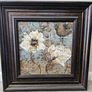 Kirlands Decorative Painting 19in x 19in Blue, brown and cream accents